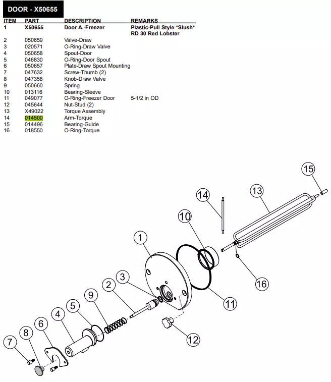 This torque wrench has a 5-13/16 inch (14.76cm), ARM TORQUE must be inserted inside Torque Assembly, it can be used for the following models of Door A.-Freezer: 340, 341, 342, H63, 60, H60, 62, 442, 445, 480/Torque, 340 & 342, 390, 430, 430.