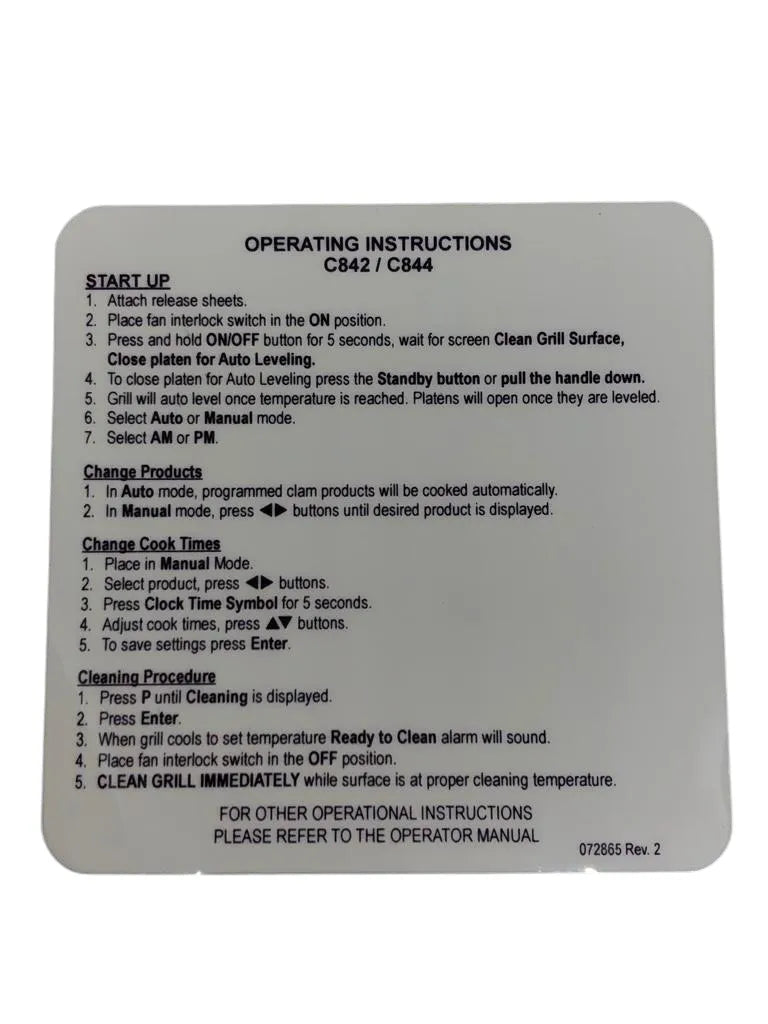 LABEL-OPERATION is used for the following machine models: McDonald's Intelligap Grills C842, C844.