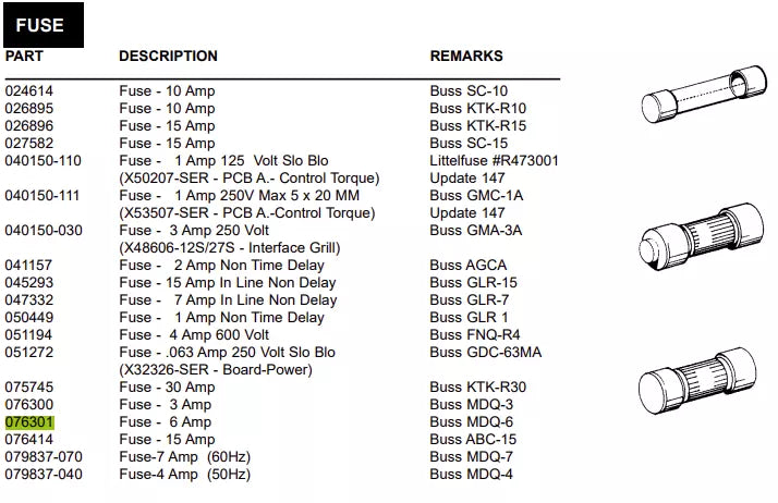 FUSE-6 AMP  #076301.