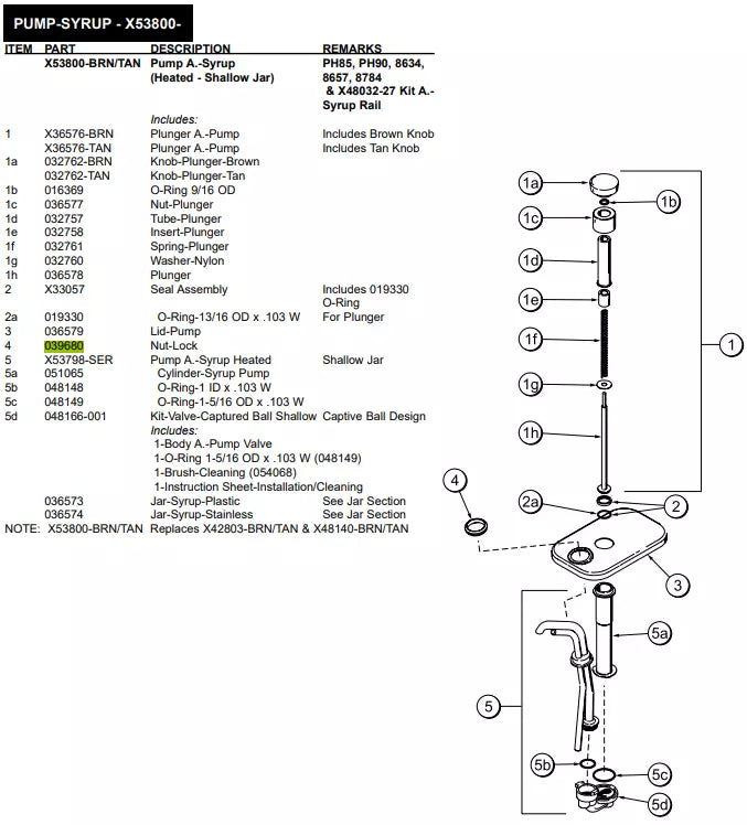 NUT-LOCK is inserted inside Lid-Pump to form Pump A.-Syrup, it is used for the following models: PH85, PH90, 8634, 8657, 8784 &  Kit A.-Syrup Rail, 8662, 8663, 8664, 8781, 8756S, Pump A.-Syrup 8663/France w/Red Knob.