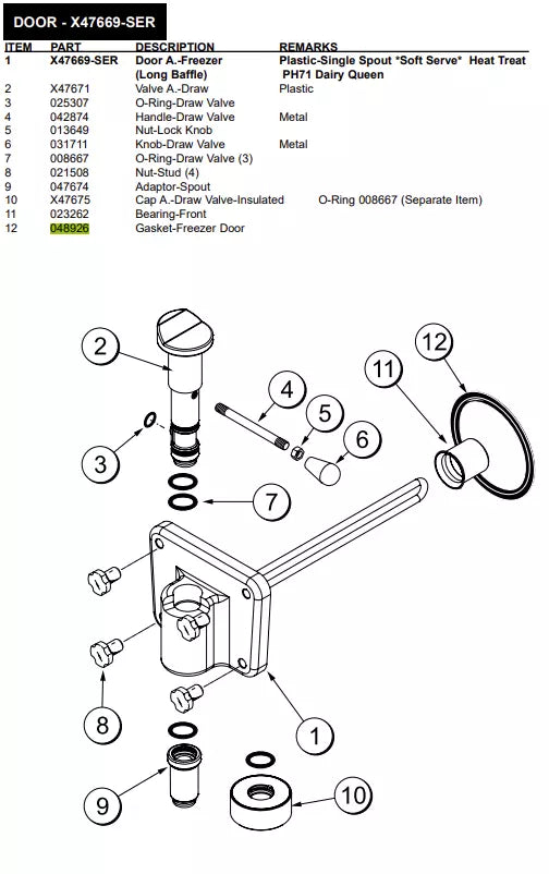 GASKET-DOOR-HT-4 DOUBLE is used to form the Door A.-Freezer (Long Baffle) of the following models: Plastic-Single Spout *Soft Serve* Heat Treat PH71 Dairy Queen, Plastic-3 Spout *Soft Serve* Non Heat Treat 8756 Dairy Queen, Plastic -3 Spout *Soft Serve* Non Heat Treat 754, 794 TCBY - Domestic (60Hz) - See NOTE for 50Hz, Door A.-Freezer (Short Baffle) Plastic-3 Spout *Soft Serve* Non Heat Treat 336, 337, 338, 339, 8756S, 8784, 8756/Horizon, 8756, 8757.