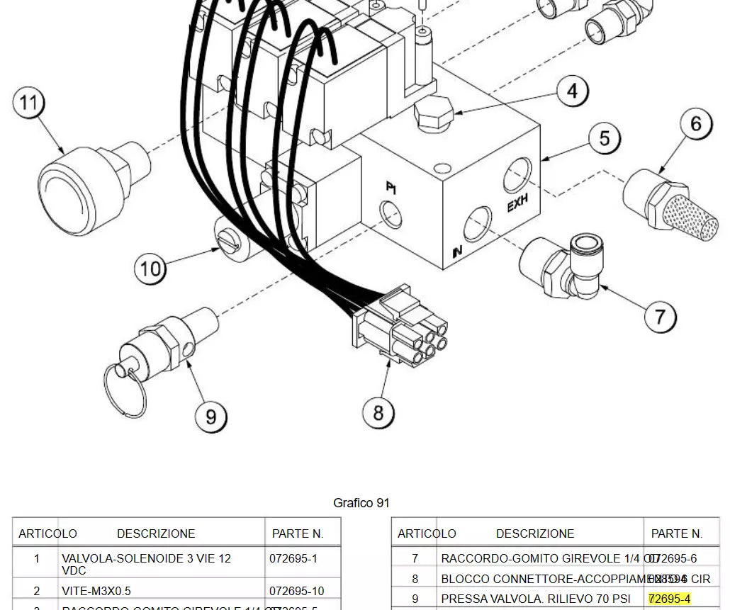 VALVE-PRESSURE RELIEF 70 PSI of the manifold assembly of the models: C842, C844, C845.