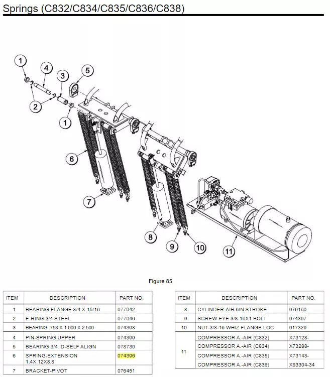 SPRING-EXTENSION 1.4X.12X8.8 is used to form Springs of models: C832/C834/C835/C836/C838.