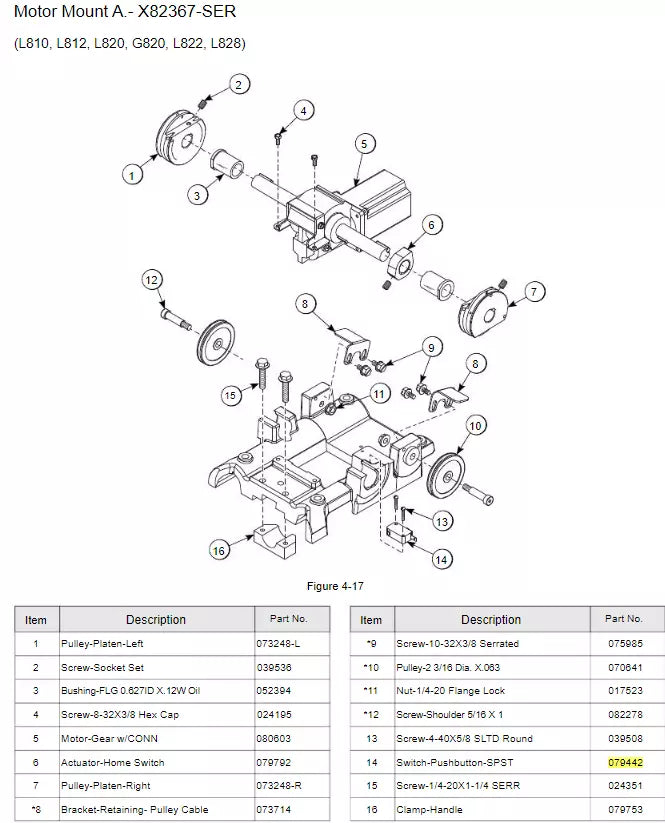 MICRO SWITCH-PUSH BUTTON-SPST It is used to assemble Motor Mount A. of Model: 810 Series.