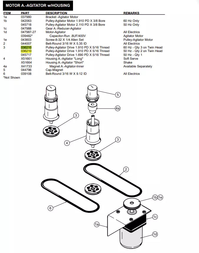 PULLEY-AGT DR-1.910PDX5/16 THD is used to form MOTOR A.-AGITATOR w/HOUSING, for the model: C602.