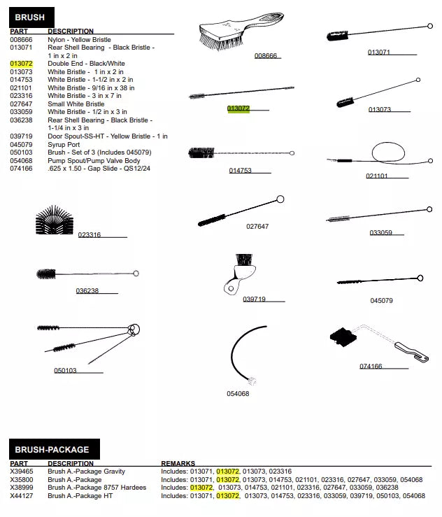 BRUSH DEL END-PUMP & FEED TUBE.