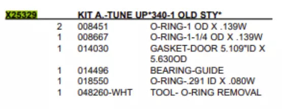 KIT A-TUNE UP 340 + 13116 is used for the following models: 340, 341. 