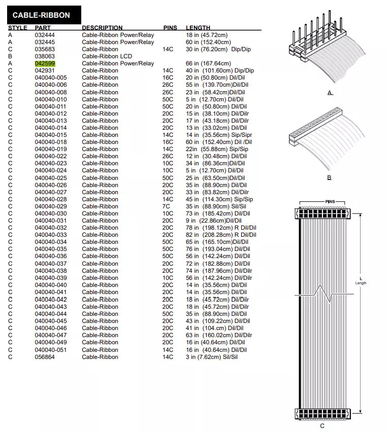 CABLE-RIBBON-14C 66 IN DIL/DIL is used for the 336 model.