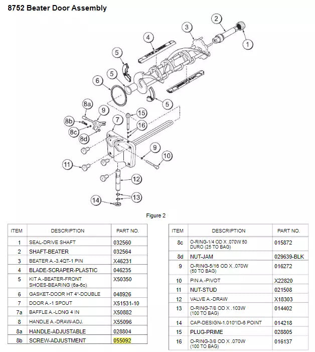 SCREW-ADJUSTMENT-5/16-24X1.312 is used for Beater Door Assembly for 8752, 8756,  8757 model.