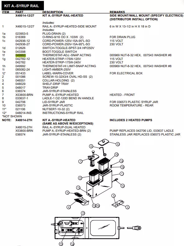 THERMOSTAT-ADJ-SNAP ACTING is used to form KIT A.-SYRUP RAIL.