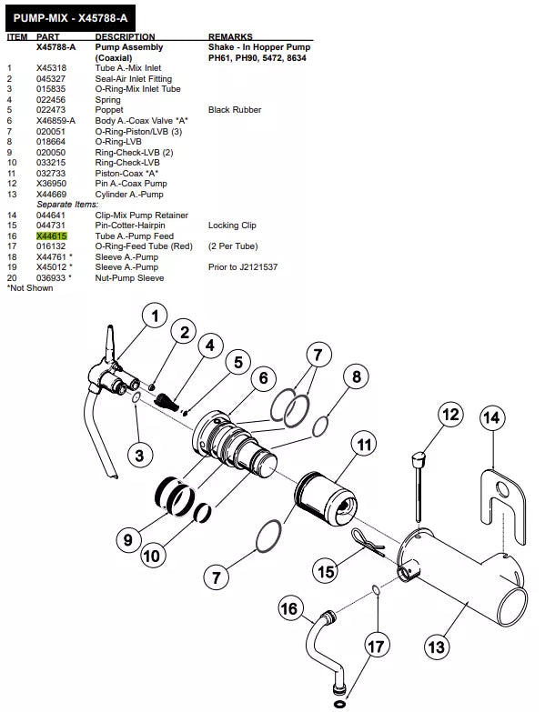 TUBE HT PUMP FEED SHK is used to form the Pump Assembly (Coaxial) of the following machine models: Shake - In Hopper Pump PH61, PH90, 5472, 8634.