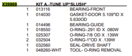 KIT A.-TUNE UP *SLUSH* 432 is used for the following models: 340, 341, 342, 350, 351, 430, 432, 450.