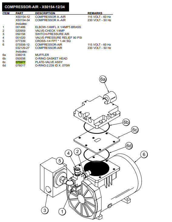 PLATE VALVE ASSY is used to form COMPRESSOR-AIR.